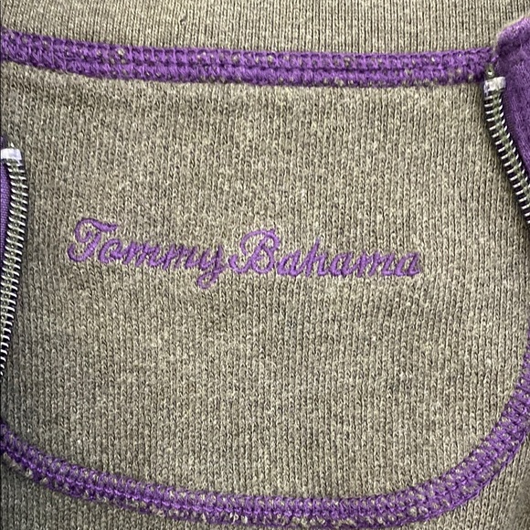 Tommy Bahama Green and Purple Quarter-Zip Sweatshirt - Picture 7 of 12